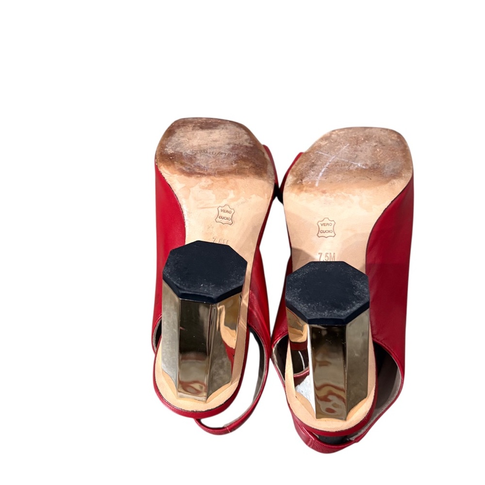Donald J.Pliner Ella Red Leather Women's Slingback High Heels.Red Leather Shoes - Picture 8 of 16